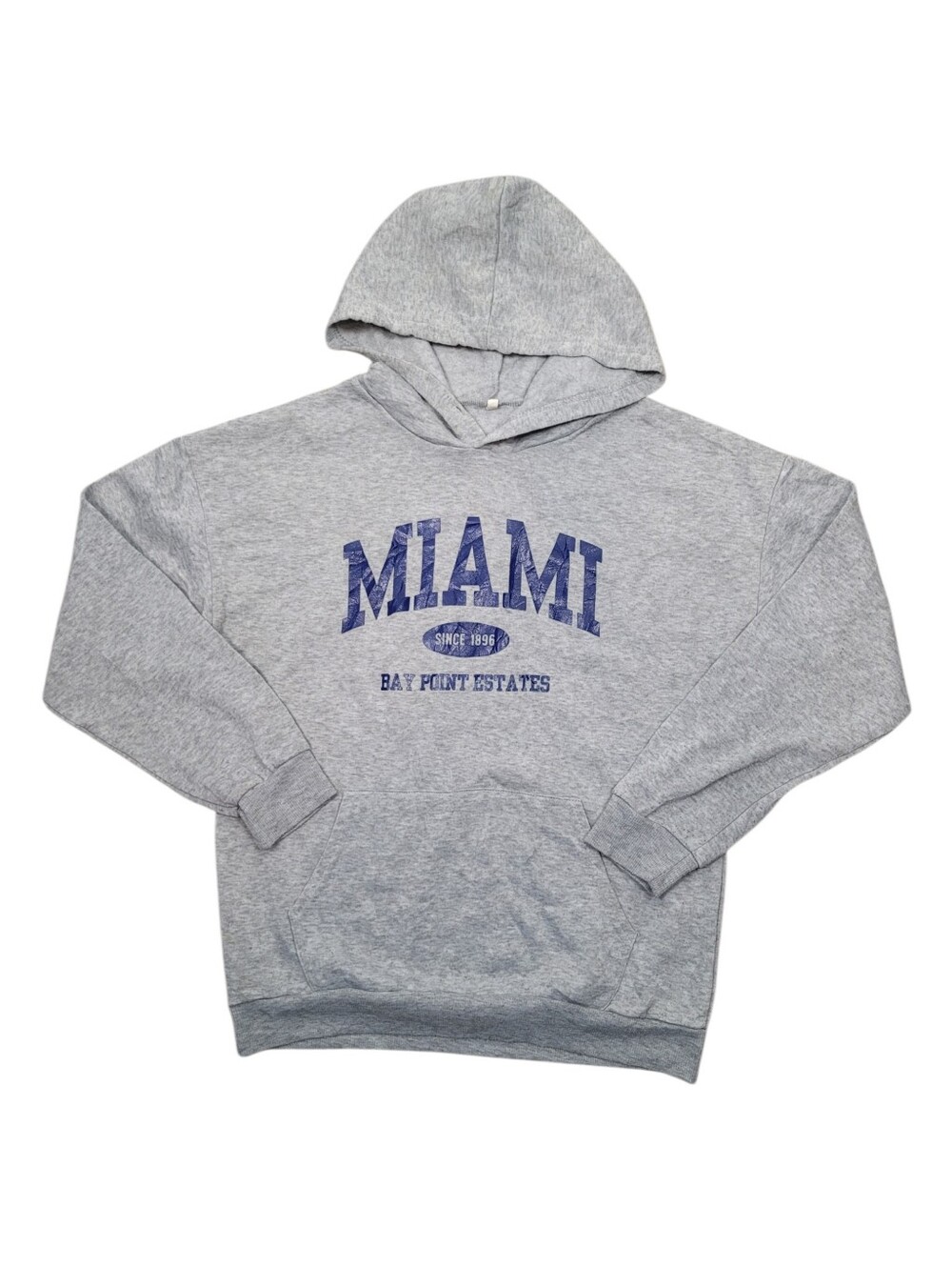 2/$20 Y2K Grey Miami Graphics Hoodie Sweatshirt Top Size: Small